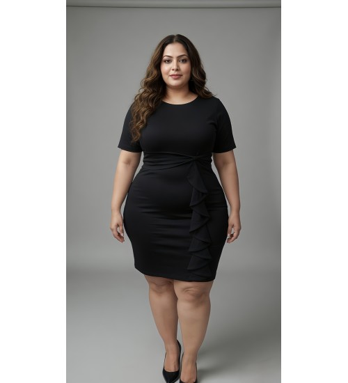 Azure Eleegance Shirt Maxi Dress Black
