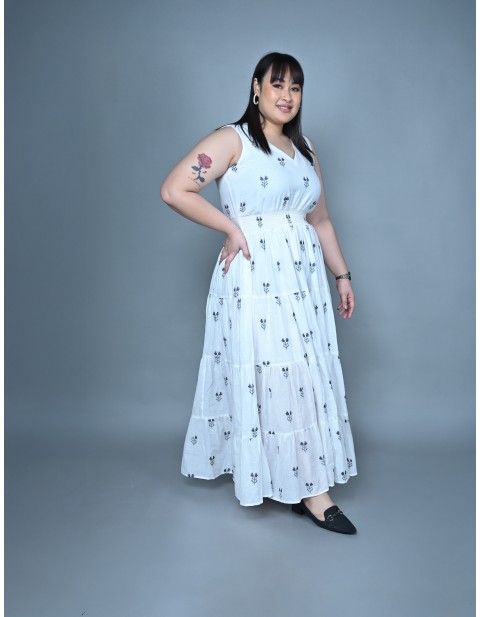 V-neck Fit & Flare Maxi Dress