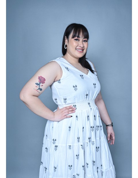 V-neck Fit & Flare Maxi Dress