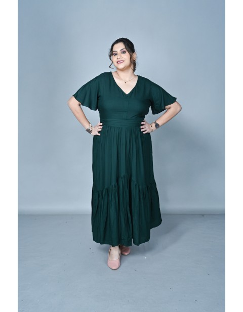 Front -slit Maxi Dress Green