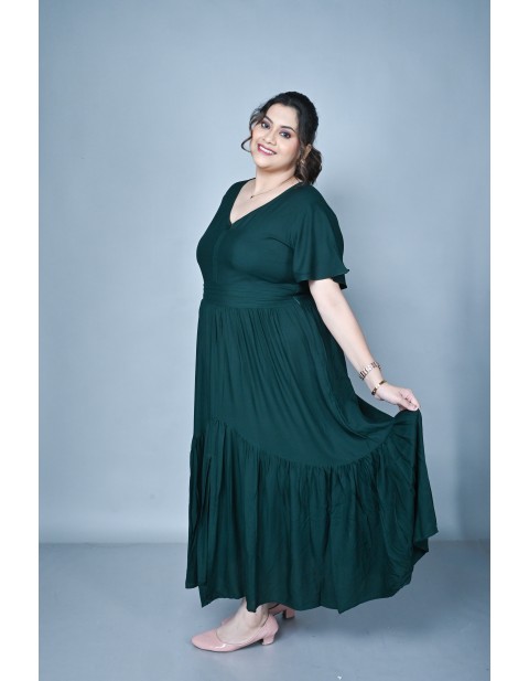 Front -slit Maxi Dress Green
