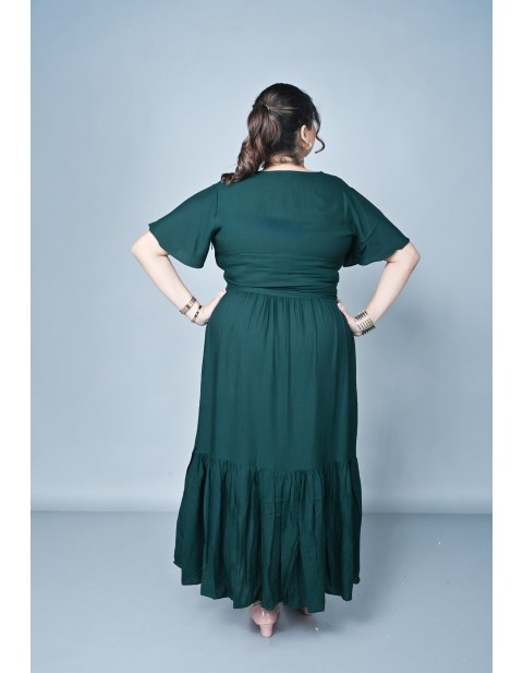 Front -slit Maxi Dress Green