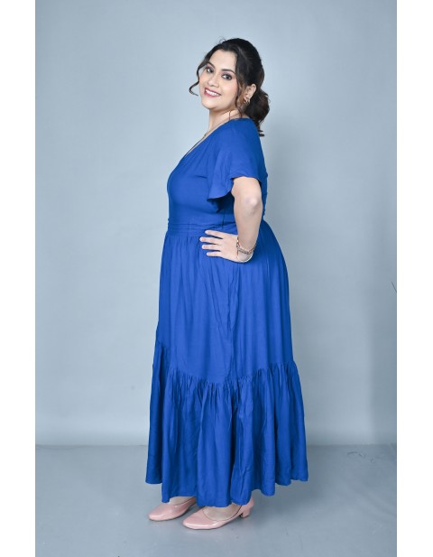 Front -slit Maxi Dress Blue