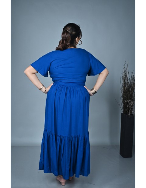 Front -slit Maxi Dress Blue