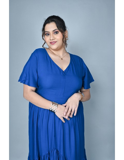 Front -slit Maxi Dress Blue