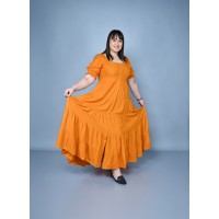 Ruffle Tiered Fit & Flare Maxi Dress Yellow