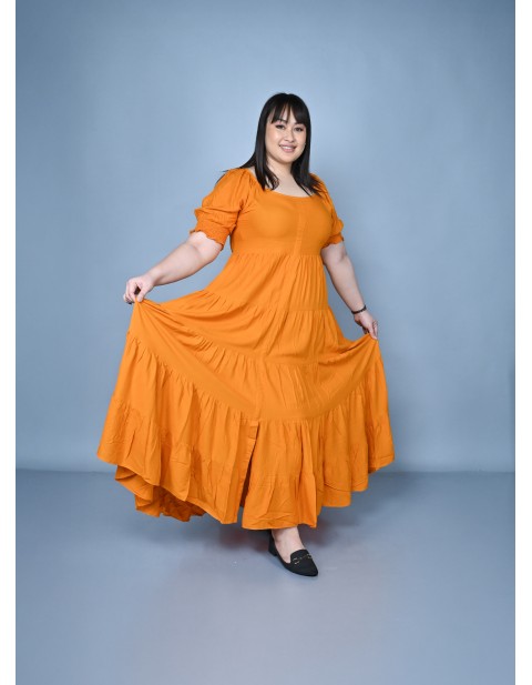 Ruffle Tiered Fit & Flare Maxi Dress Yellow