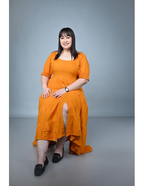 Ruffle Tiered Fit & Flare Maxi Dress Yellow