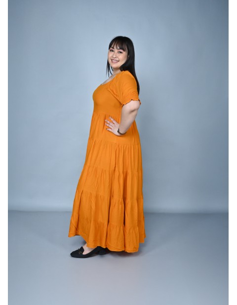 Ruffle Tiered Fit & Flare Maxi Dress Yellow