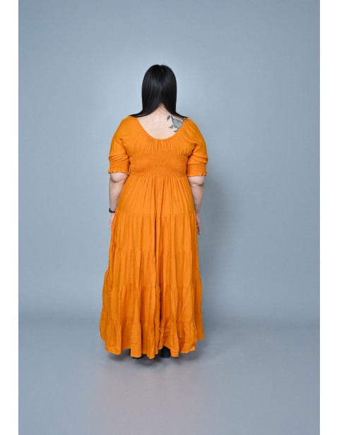 Ruffle Tiered Fit & Flare Maxi Dress Yellow
