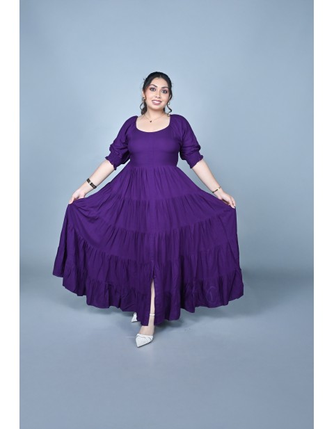Ruffle Tiered Fit & Flare Maxi Dress Purple