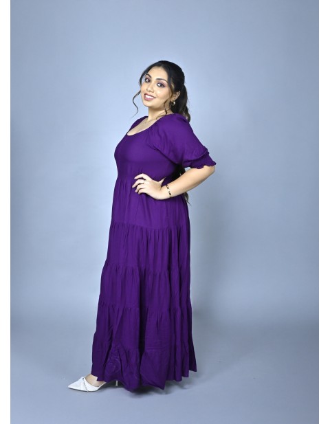 Ruffle Tiered Fit & Flare Maxi Dress Purple