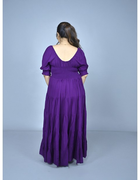 Ruffle Tiered Fit & Flare Maxi Dress Purple