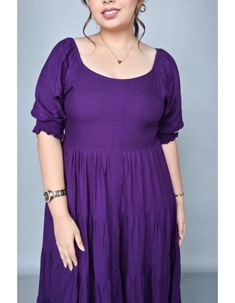 Ruffle Tiered Fit & Flare Maxi Dress Purple