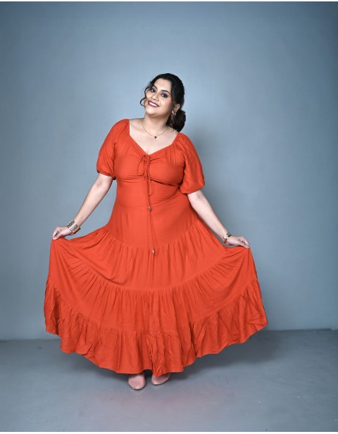 Plus Size Tiered Maxi Dress Red