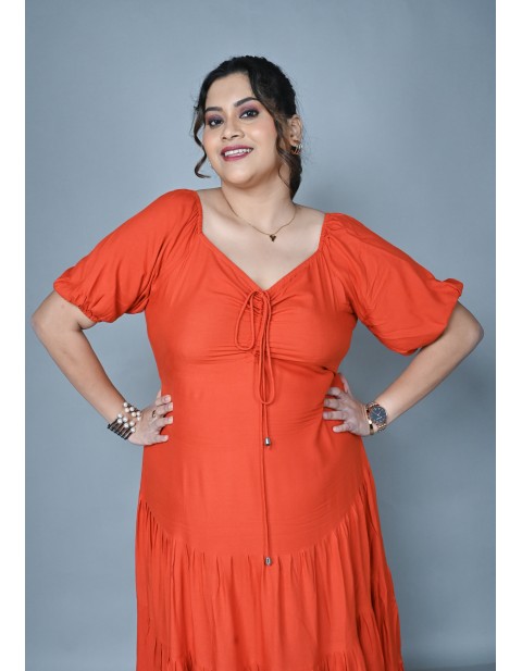 Plus Size Tiered Maxi Dress Red
