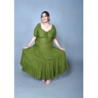 Plus Size Tiered Maxi Dress Green