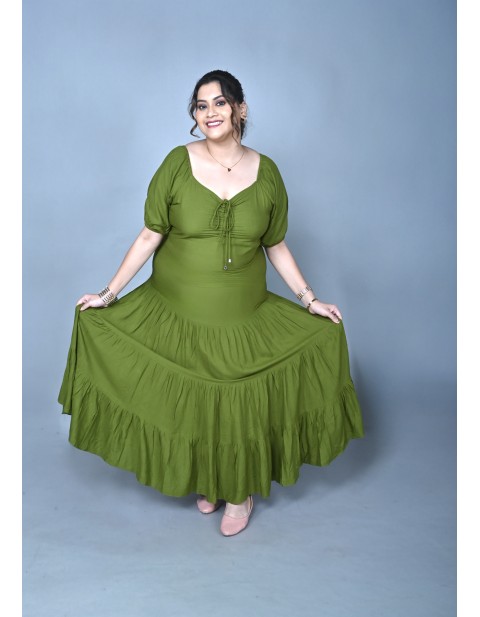 Plus Size Tiered Maxi Dress Green