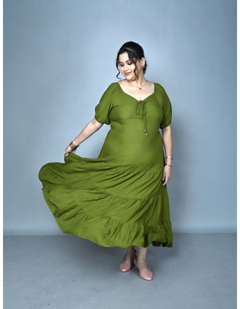 Plus Size Tiered Maxi Dress Green