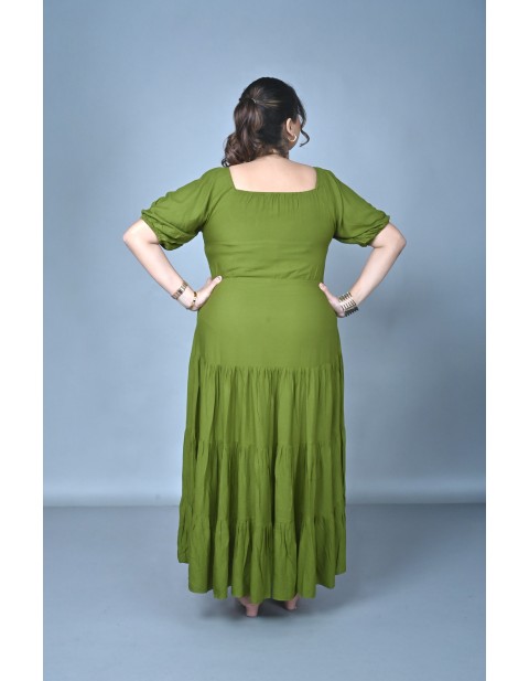 Plus Size Tiered Maxi Dress Green