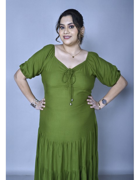 Plus Size Tiered Maxi Dress Green