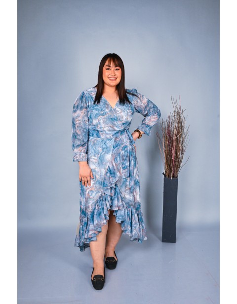 Marble Wrap Ruffle Dress