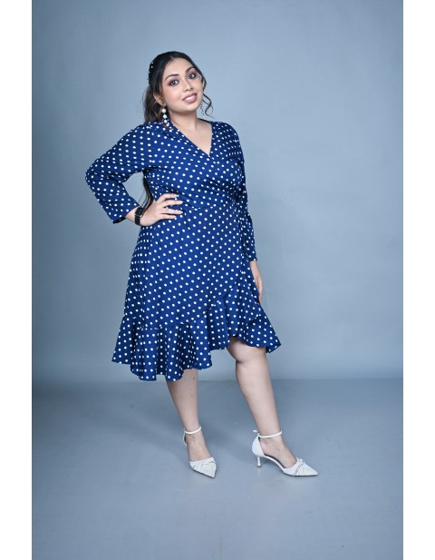 Polka Wrap Ruffle Dress
