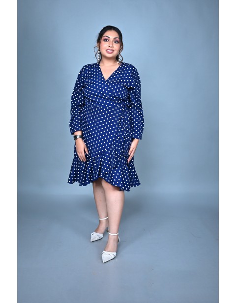 Polka Wrap Ruffle Dress
