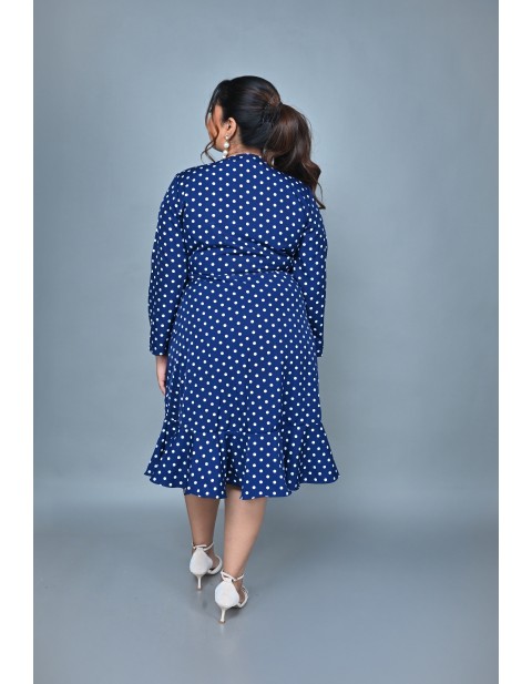 Polka Wrap Ruffle Dress