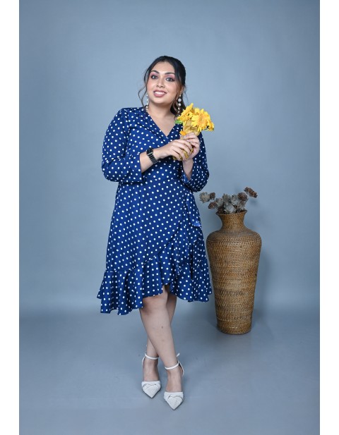 Polka Wrap Ruffle Dress