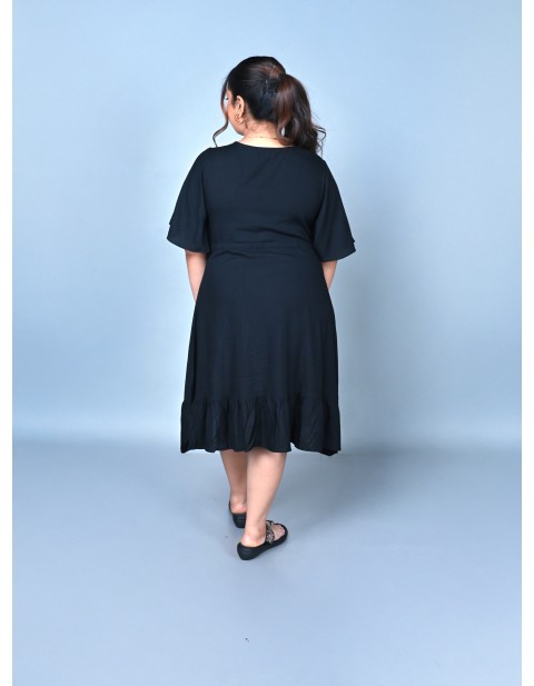 Midnight Breeze Tie-Front A-Line Dress