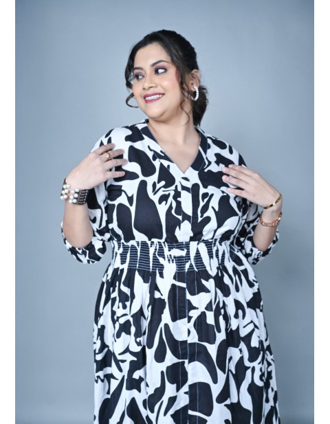 Monochrome Muse Printed Maxi Dress