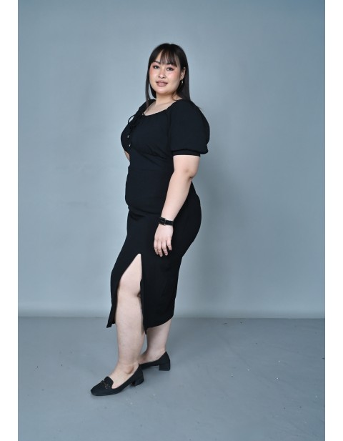 Midnight Elegance Slit Midi Dress