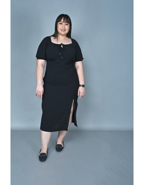 Midnight Elegance Slit Midi Dress