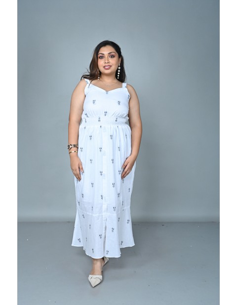 Smocked Maxi Dress White