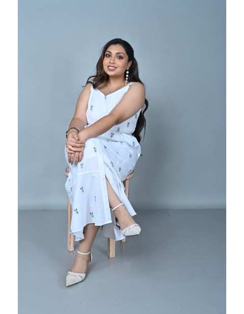 Smocked Maxi Dress White
