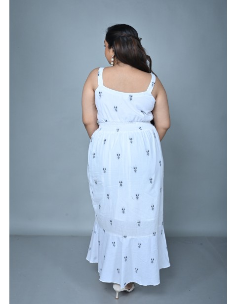 Smocked Maxi Dress White