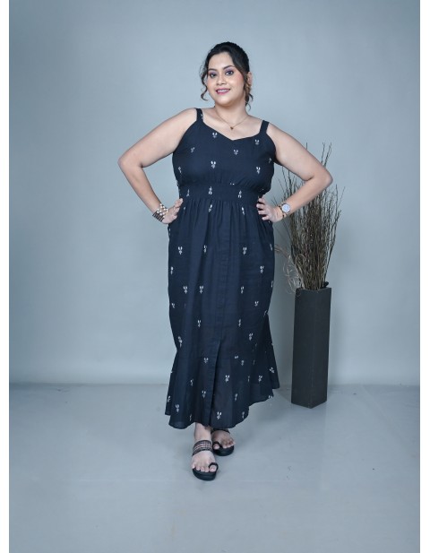 Smocked Maxi Dress Black