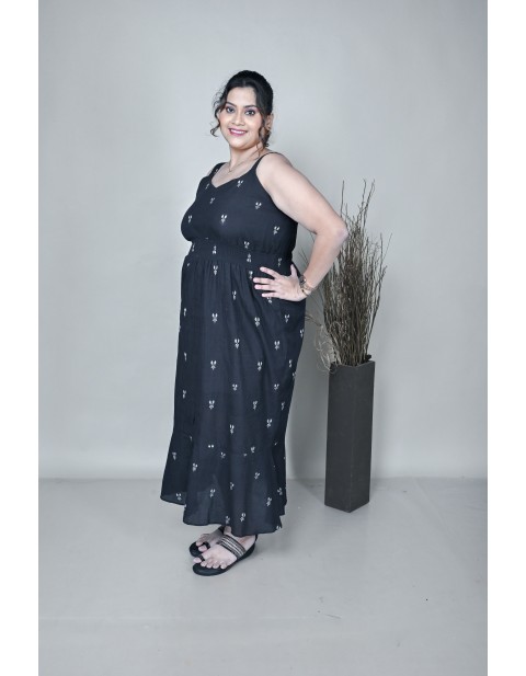 Smocked Maxi Dress Black