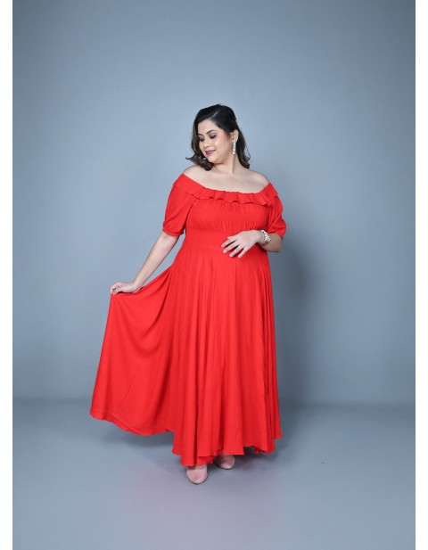 Scarlet Romance Off-Shoulder Maxi Dress