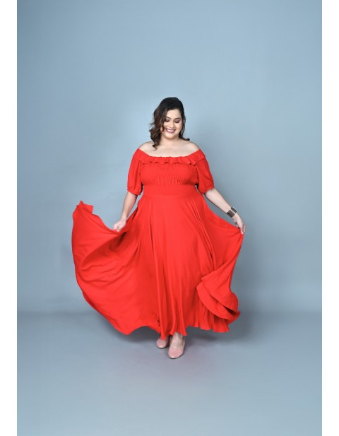 Scarlet Romance Off-Shoulder Maxi Dress