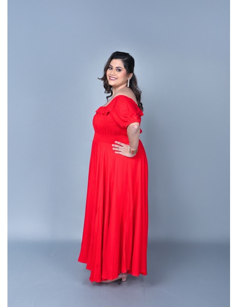 Scarlet Romance Off-Shoulder Maxi Dress