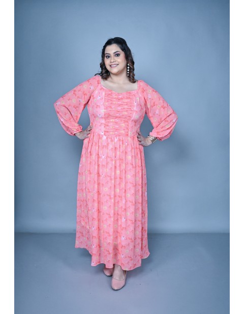 Blush Bloom Ruched Maxi Dress