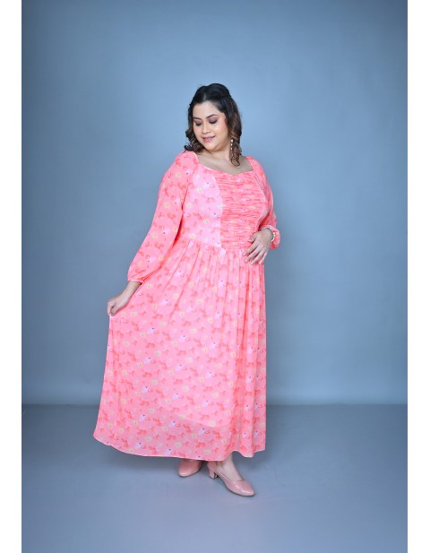 Blush Bloom Ruched Maxi Dress