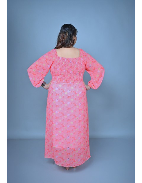 Blush Bloom Ruched Maxi Dress