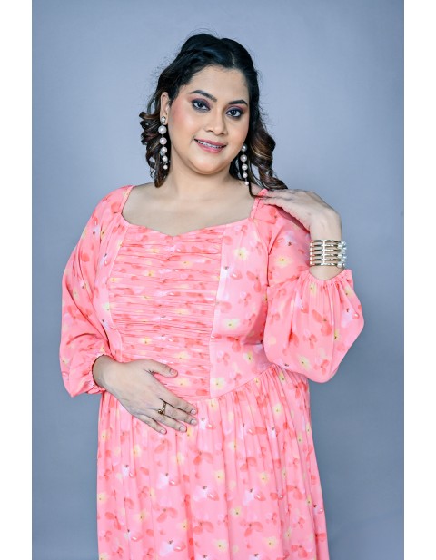 Blush Bloom Ruched Maxi Dress