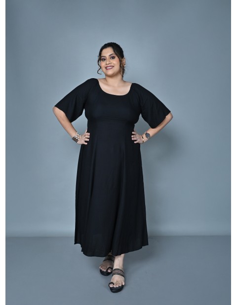Classic Noir Flare Maxi Dress Black