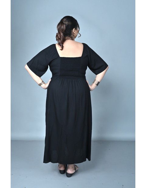 Classic Noir Flare Maxi Dress Black