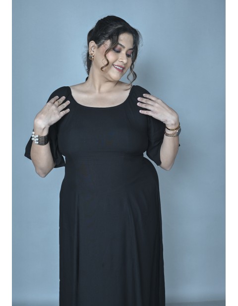 Classic Noir Flare Maxi Dress Black