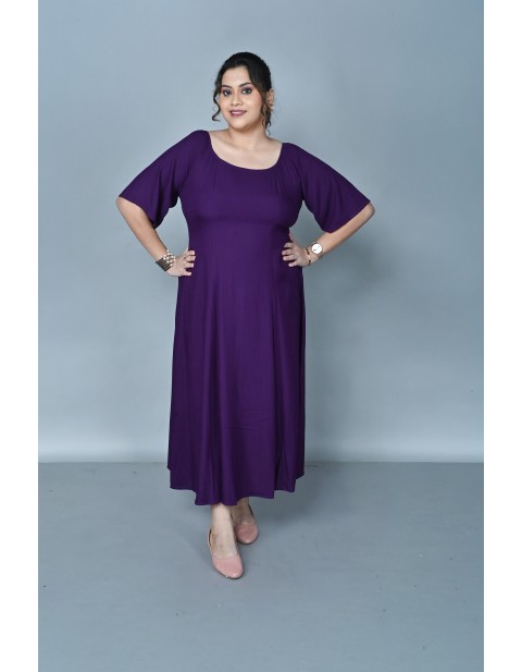 Classic Noir Flare Maxi Dress Purpal